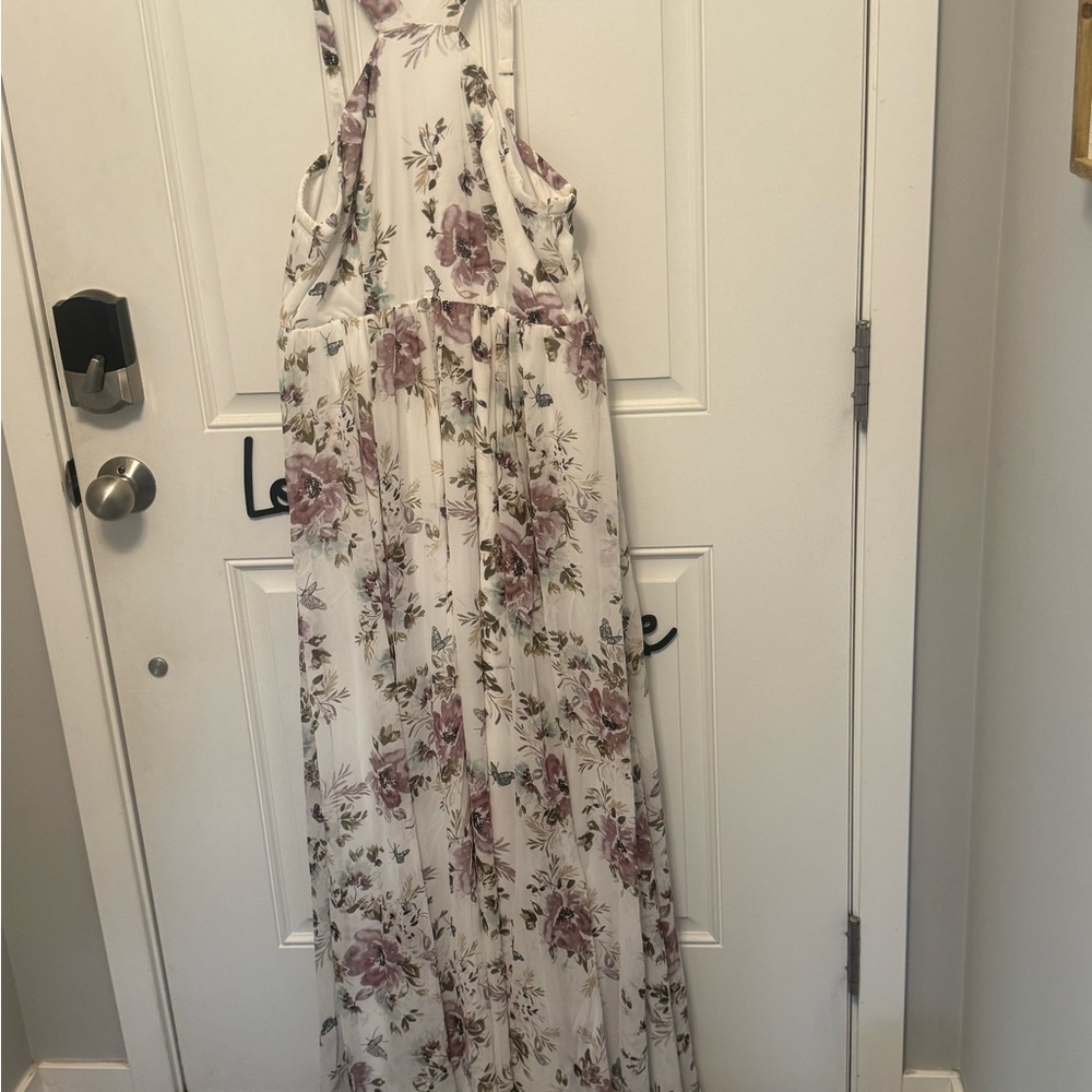 Torrid Floral Print Maxi Dress in Purple and Cream